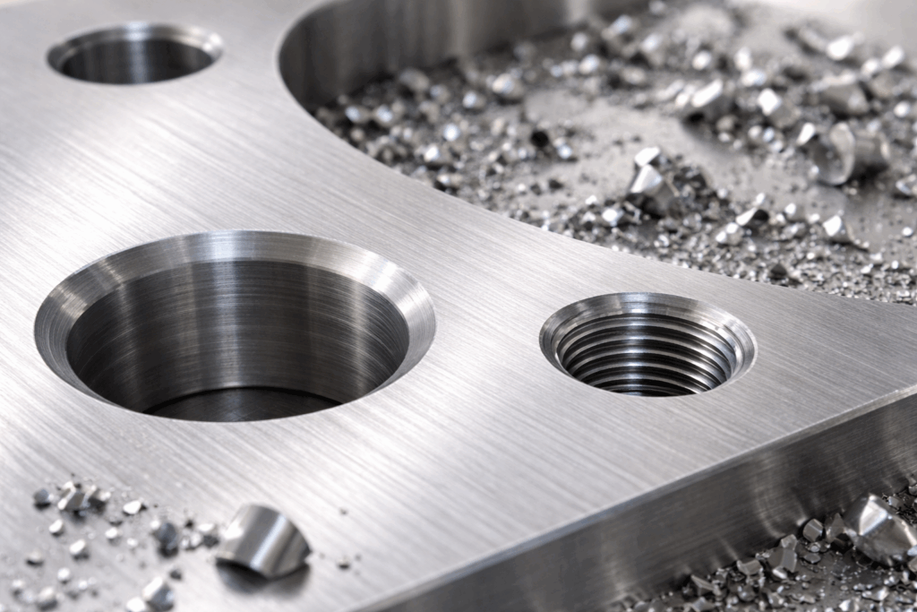 Präzise bearbeitetes Metallbauteil mit Gewinde
